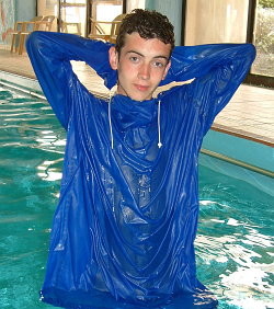 blue cagoule as sexy swimwear