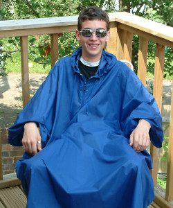 Foamy bath in a rain cape